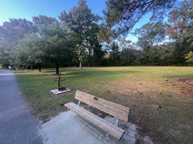 Bench along the Tar River Greenway.
